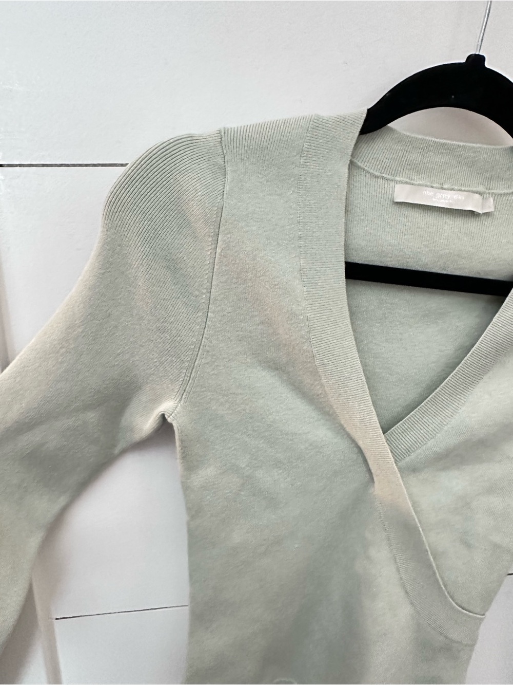 One Grey Day M Cedric Cotton-cashmere grey softcore luxury V neck bodysuit - Picture 10 of 16